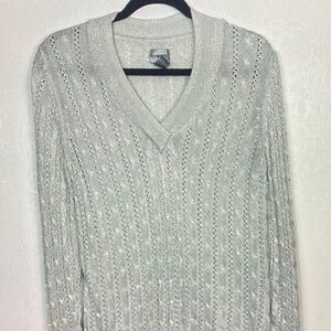 Chico's Light Gray V-Neck Sweater